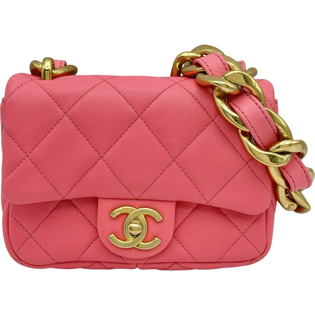 CHANEL MATELASSE SMALL FLAP BAG SHOULDER BAG: CHANEL Matelasse Small Flap Bag Shoulder Bag Brand: CHANEL Type: Shoulder Bag Material: lambskin Color: Gold Hardware Size: W18cm x H13cmx D4cm W7.1 x H5.1x D1.6inch Accessories: None Acce