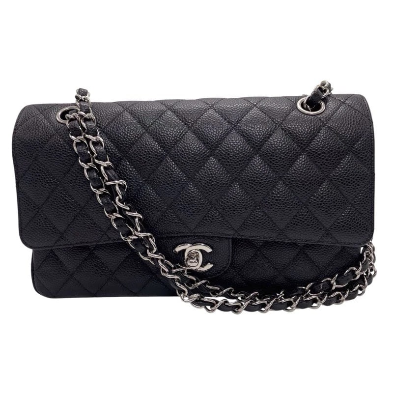 CHANEL MATRASSE 25 SHOULDER BAG: CHANEL Matrasse 25 Shoulder Bag Brand: CHANEL Type: Shoulder Bag Material: Caviar skin Color: Black SilverHardware Size: W25 cm x H16cmx D6.5 cm W9.8 x H6.3x D2.6inch Accessories: None Acc