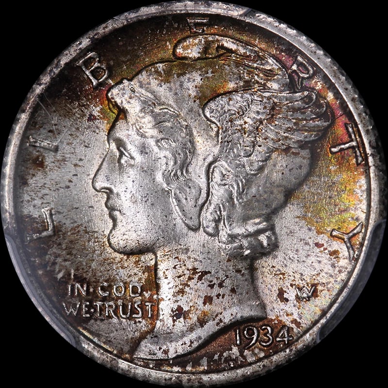 1934-P MERCURY DIME FANTASTIC LUSTER STRONG STRIKE: 1934-P Mercury Dime Fantastic Luster Strong Strike Year: 1934 Fineness: None Composition: Silver Denomination: None Country of Origin: United States Accessories: None Accessories Notice: When