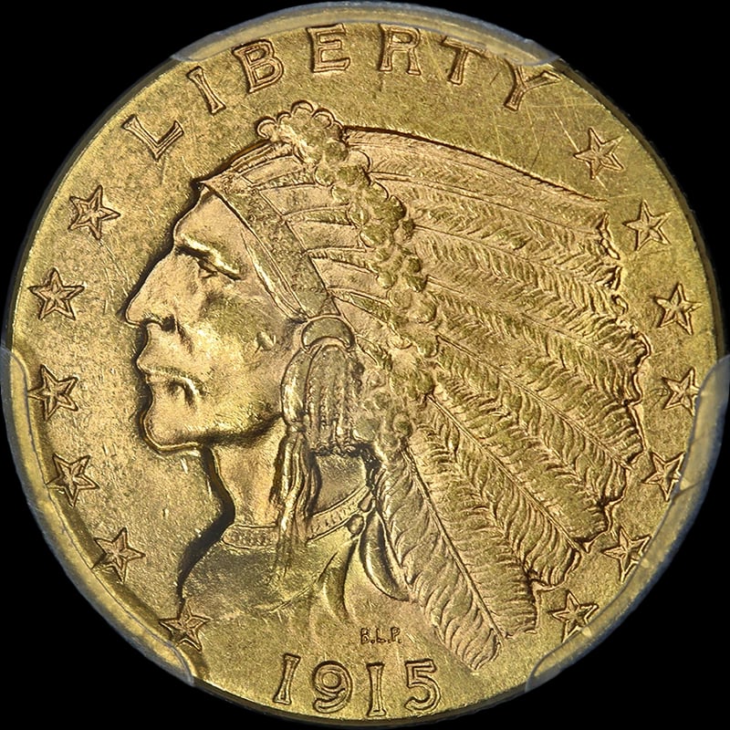 1915 INDIAN GOLD $2.50 GREAT EYE APPEAL: 1915 Indian Gold $2.50 Great Eye Appeal Year: 1915 Fineness: 0.9 Composition: Gold Denomination: $2.50 Country of Origin: United States Accessories: None Accessories Notice: When purchasin