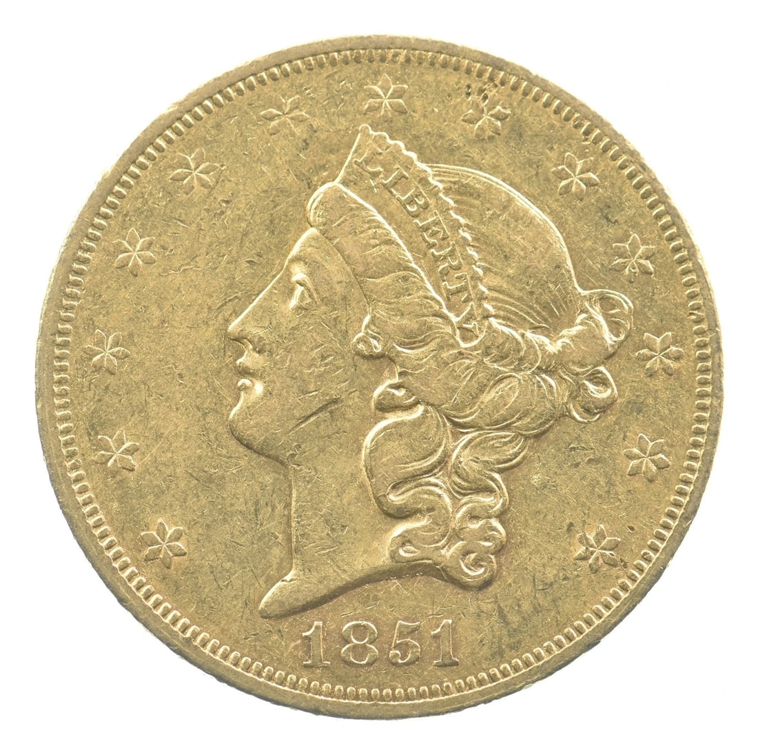 1851 $20 LIBERTY HEAD GOLD DOUBLE EAGLE: 1851 $20 Liberty Head Gold Double Eagle Brand/Mint: None Year: 1851 Fineness: None Denomination: $20 Country of Origin: United States Accessories: None Accessories Notice: When purchasing