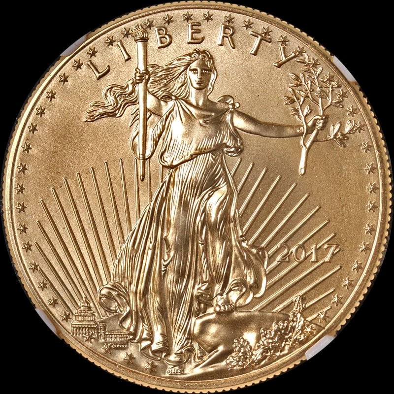 2017 GOLD AMERICAN EAGLE $50: 2017 Gold American Eagle $50 Year: 2017 Fineness: None Composition: Gold Denomination: $50 Country of Origin: United States Accessories: None Accessories Notice: When purchasing pre-owned