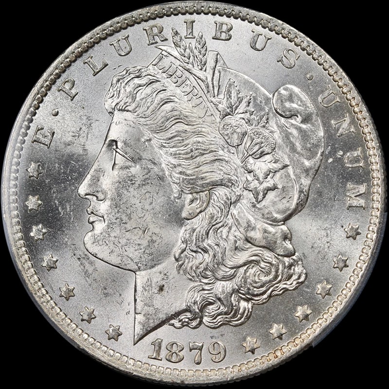 1879-O MORGAN SILVER DOLLAR: 1879-O Morgan Silver Dollar Year: 1879 Fineness: 0.9 Composition: Silver Denomination: None Country of Origin: United States Accessories: None Accessories Notice: When purchasing pre-owned goods,