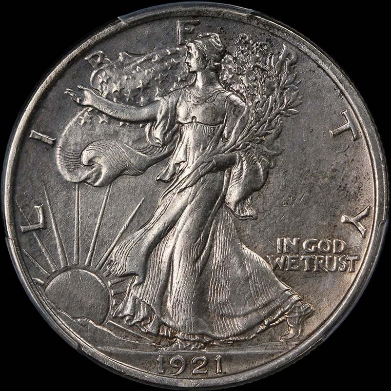 1921-P WALKING LIBERTY HALF: 1921-P Walking Liberty Half Year: 1921 Fineness: 0.9 Composition: Silver Denomination: None Country of Origin: United States Accessories: None Accessories Notice: When purchasing pre-owned