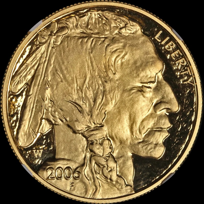 2006-W BUFFALO GOLD $50: 2006-W Buffalo Gold $50 Year: 2006 Fineness: 0.9999 Composition: Gold Denomination: $50 Country of Origin: United States Accessories: None Accessories Notice: When purchasing pre-owned goo