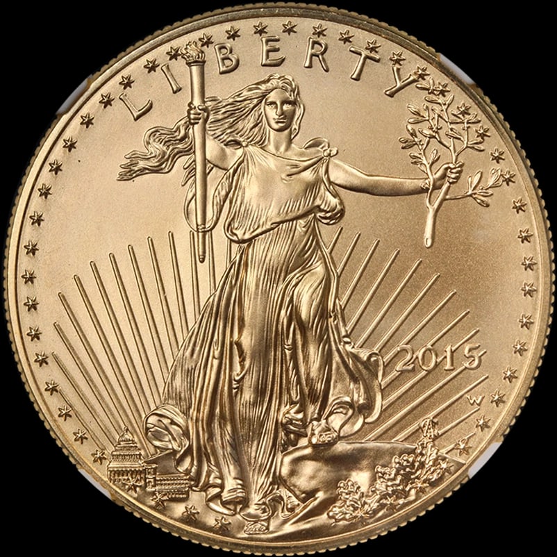 2015-W GOLD AMERICAN EAGLE $50: 2015-W Gold American Eagle $50 Year: 2015 Fineness: 0.9167 Composition: Gold Denomination: $50 Country of Origin: United States Accessories: None Accessories Notice: When purchasing pre-ow