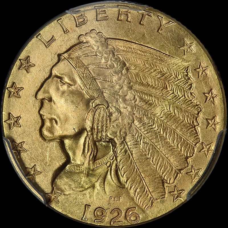 1926 INDIAN GOLD $2.50: 1926 Indian Gold $2.50 Year: 1926 Fineness: 0.9 Composition: Gold Country of Origin: United States Accessories: None Accessories Notice: When purchasing pre-owned goods, please refer to the photos of