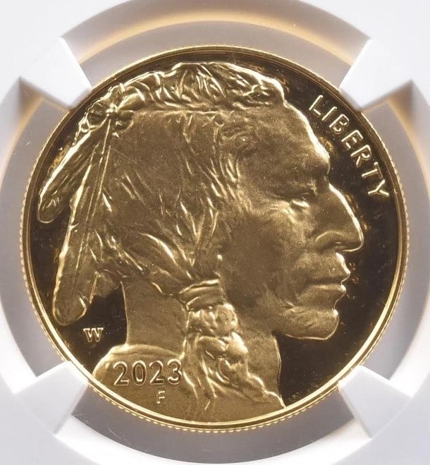 2023-W $50 AMERICAN GOLD BUFFALO: 2023-W $50 American Gold Buffalo Brand/Mint: None Year: 2023 Fineness: 0.9999 Denomination: $50 Country of Origin: United States Accessories: None Accessories Notice: When purchasing pre-owned goods,