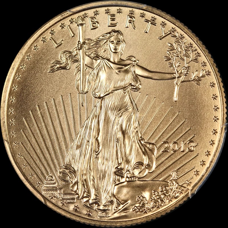 2013 GOLD AMERICAN EAGLE $25: 2013 Gold American Eagle $25 Year: 2013 Fineness: 0.9167 Composition: Gold Denomination: $25 Country of Origin: United States Accessories: None Accessories Notice: When purchasing pre-owne