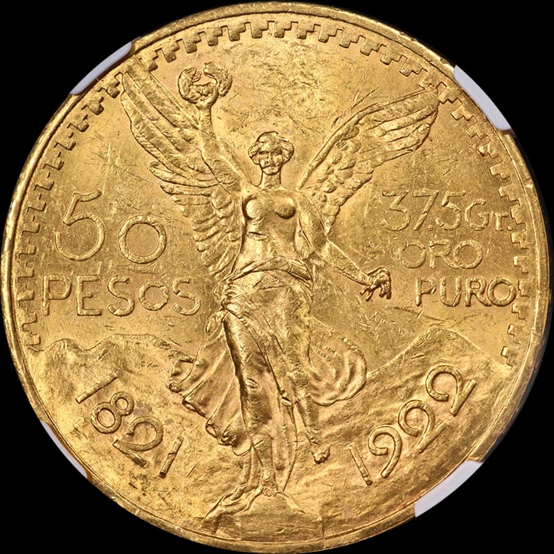 1922 MEXICO GOLD 50 PESO UNC DETAILS REVERSE CLEANED GREAT EYE APPEAL: 1922 Mexico Gold 50 Peso Unc Details Reverse Cleaned Great Eye Appeal Year: 1922 Fineness: 0.9 Composition: Gold Denomination: None Country of Origin: Mexico Accessories: None Accessories