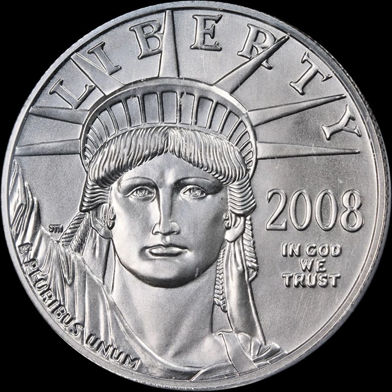 2008 PLATINUM AMERICAN EAGLE $100: 2008 Platinum American Eagle $100 Year: 2008 Fineness: 0.9995 Composition: Platinum Denomination: $100 Country of Origin: United States Accessories: None Accessories Notice: When purchasing pre-owned
