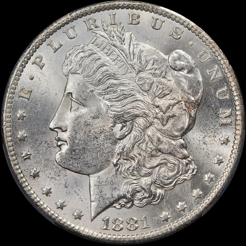 1881-CC MORGAN SILVER DOLLAR: 1881-CC Morgan Silver Dollar Year: 1881 Fineness: 0.9 Composition: Silver Denomination: None Country of Origin: United States Accessories: None Accessories Notice: When purchasing pre-owned goods,