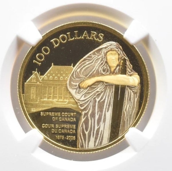 2005 CANADA 100 DOLLARS GOLD SUPREME COURT COLORIZED (1 of 2)