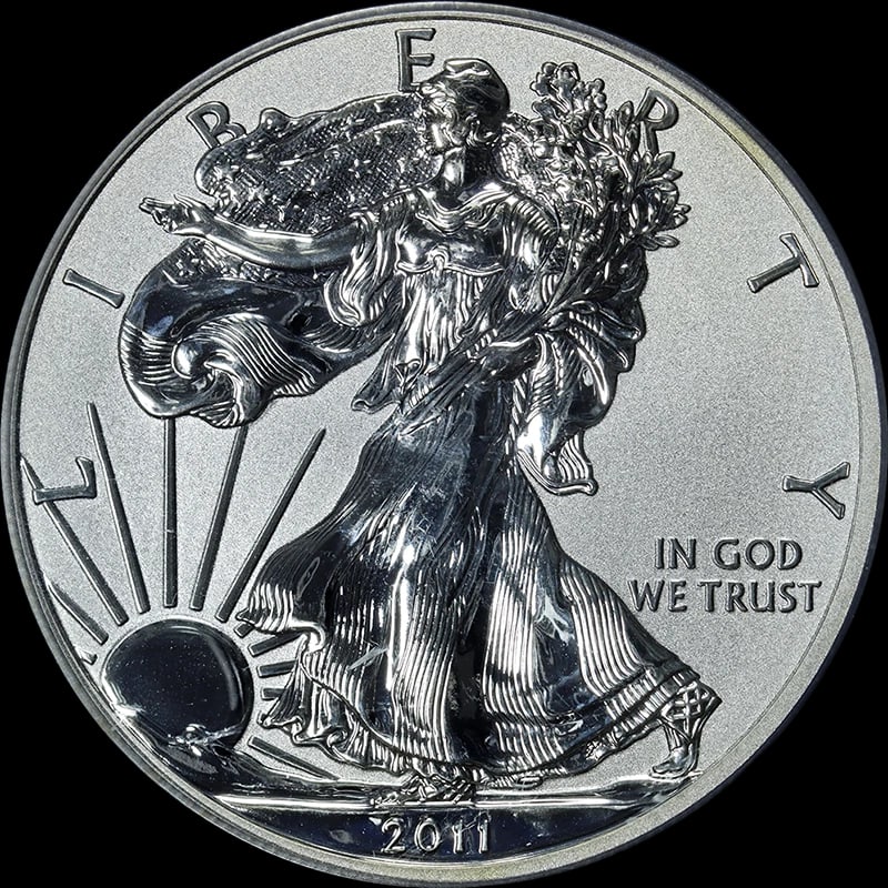 2011-P SILVER AMERICAN EAGLE $1: 2011-P Silver American Eagle $1 Year: 2011 Fineness: 0.999 Composition: Silver Denomination: $1 Country of Origin: United States Accessories: None Accessories Notice: When purchasing pre-o