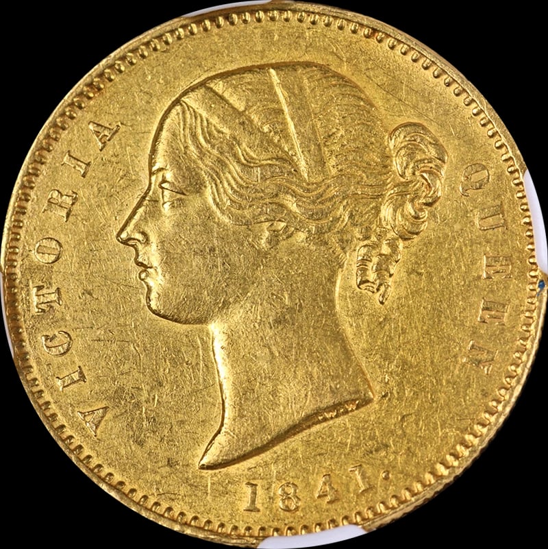 1841 (C) INDIA GOLD MOHUR: 1841 (c) India Gold Mohur Year: 1841 Fineness: None Composition: Gold Denomination: None Country of Origin: India Accessories: None Accessories Notice: When purchasing pre-owned goods, ple