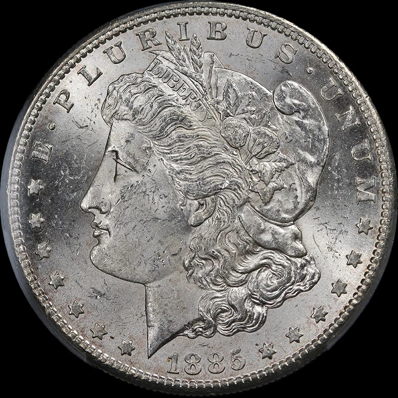 1885-S MORGAN SILVER DOLLAR NICE EYE APPEAL NICE STRIKE: 1885-S Morgan Silver Dollar Nice Eye Appeal Nice Strike Year: 1885 Fineness: 0.9 Composition: Silver Denomination: None Country of Origin: United States Accessories: None Accessories Notic