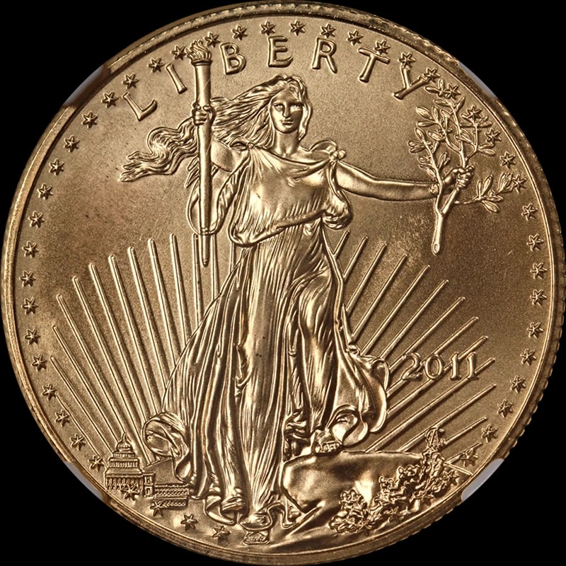 2011 GOLD AMERICAN EAGLE $25: 2011 Gold American Eagle $25 Year: 2011 Fineness: None Composition: Gold Denomination: $25 Country of Origin: United States Accessories: None Accessories Notice: When purchasing pre-owned