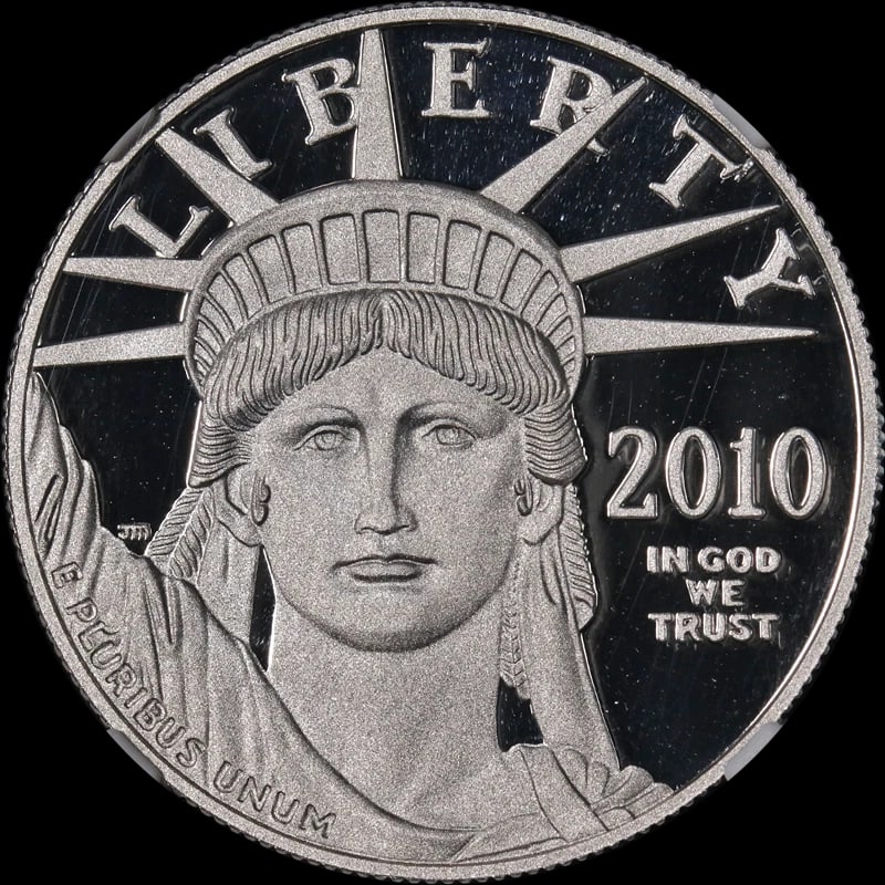 2010-W PLATINUM AMERICAN EAGLE $100: 2010-W Platinum American Eagle $100 Year: 2010 Fineness: 0.9995 Composition: Platinum Country of Origin: United States Accessories: None Accessories Notice: When purchasing pre-owned goods, please