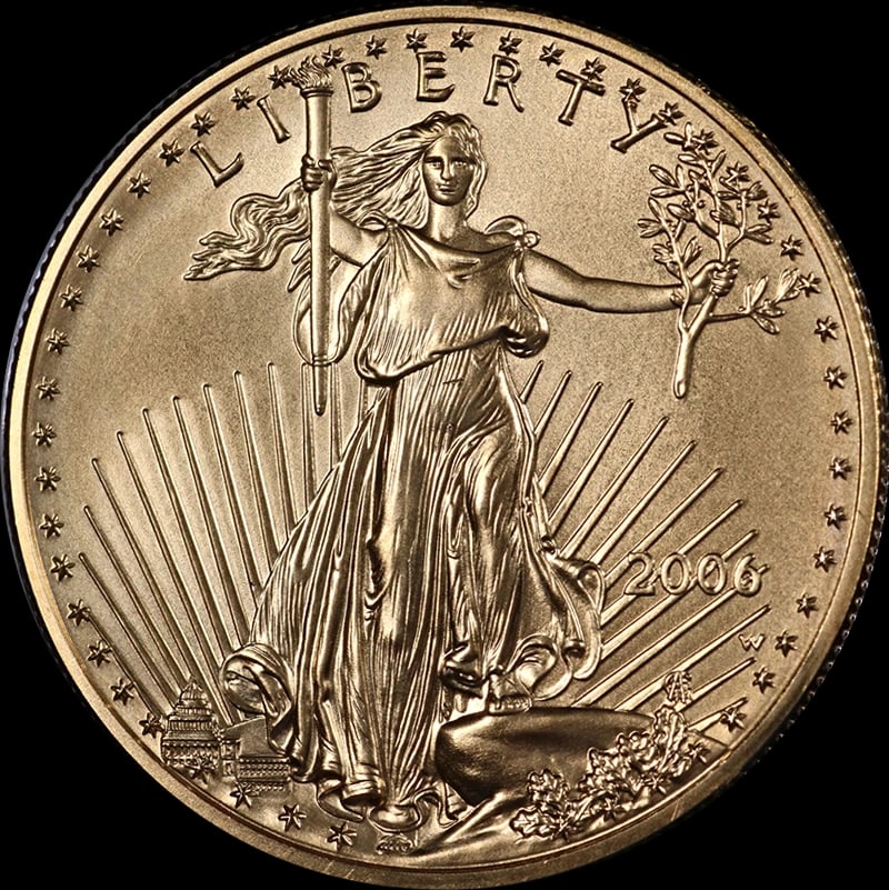 2006-W GOLD AMERICAN EAGLE $50: 2006-W Gold American Eagle $50 Year: 2006 Fineness: 0.9167 Composition: Gold Denomination: $50 Country of Origin: United States Accessories: None Accessories Notice: When purchasing pre-ow