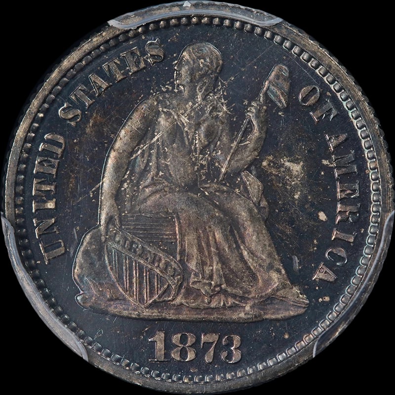 1873 SEATED LIBERTY HALF DIME PRETTY TONING GREAT EYE APPEAL: 1873 Seated Liberty Half Dime Pretty Toning Great Eye Appeal Year: 1873 Fineness: 0.9 Composition: Silver Denomination: None Country of Origin: United States Accessories: None Accessories