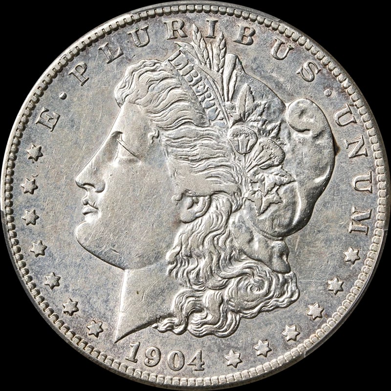 1904-S MORGAN SILVER DOLLAR: 1904-S Morgan Silver Dollar Year: 1904 Fineness: 0.9 Composition: Silver Denomination: None Country of Origin: United States Accessories: None Accessories Notice: When purchasing pre-owned goods,