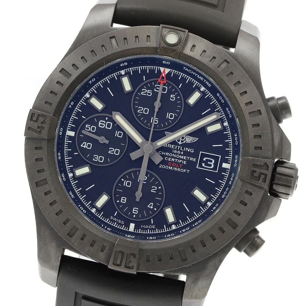 BREITLING COLT CHRONOGRAPH DATE AUTOMATIC WATCH: BREITLING Colt Chronograph Date Automatic Watch Brand: BREITLING Type: Wristwatch Material: Band Material rubber, Case Material Stainless Steel Color: Band Color black, Dial Colorblack, Case Colorblac