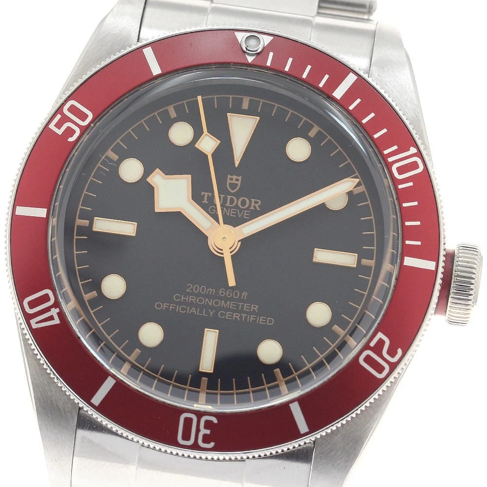 TUDOR HERITAGE BLACK AUTOMATIC WATCH: TUDOR Heritage Black Automatic Watch Brand: TUDOR Type: Wristwatch Material: Band Material Stainless Steel, Case Material Stainless Steel Color: Band Color Silver, Dial Colorblack, Case ColorSilver / 