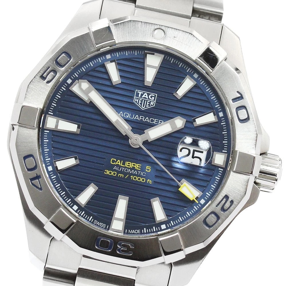 TAG HEUER AQUA RACER CALIBER NAVY AUTOMATIC WATCH: TAG HEUER Aqua racer Caliber Navy Automatic Watch Brand: TAG HEUER Type: Wristwatch Material: Band Material Stainless Steel, Case Material Stainless Steel Color: Band Color Silver, Dial ColorNavy, Cas