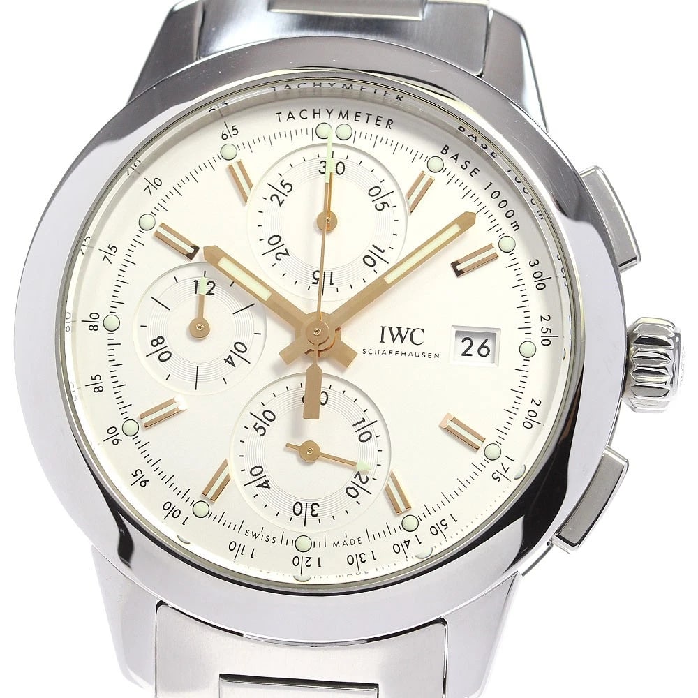 IWC SCHAFFHAUSEN CHRONOGRAPH DATE WATCH: IWC SCHAFFHAUSEN Chronograph Date Watch Brand: IWC SCHAFFHAUSEN Type: Wristwatch Material: Band Material Stainless Steel, Case Material Stainless Steel Color: Band Color Silver, Dial ColorSilver, Case