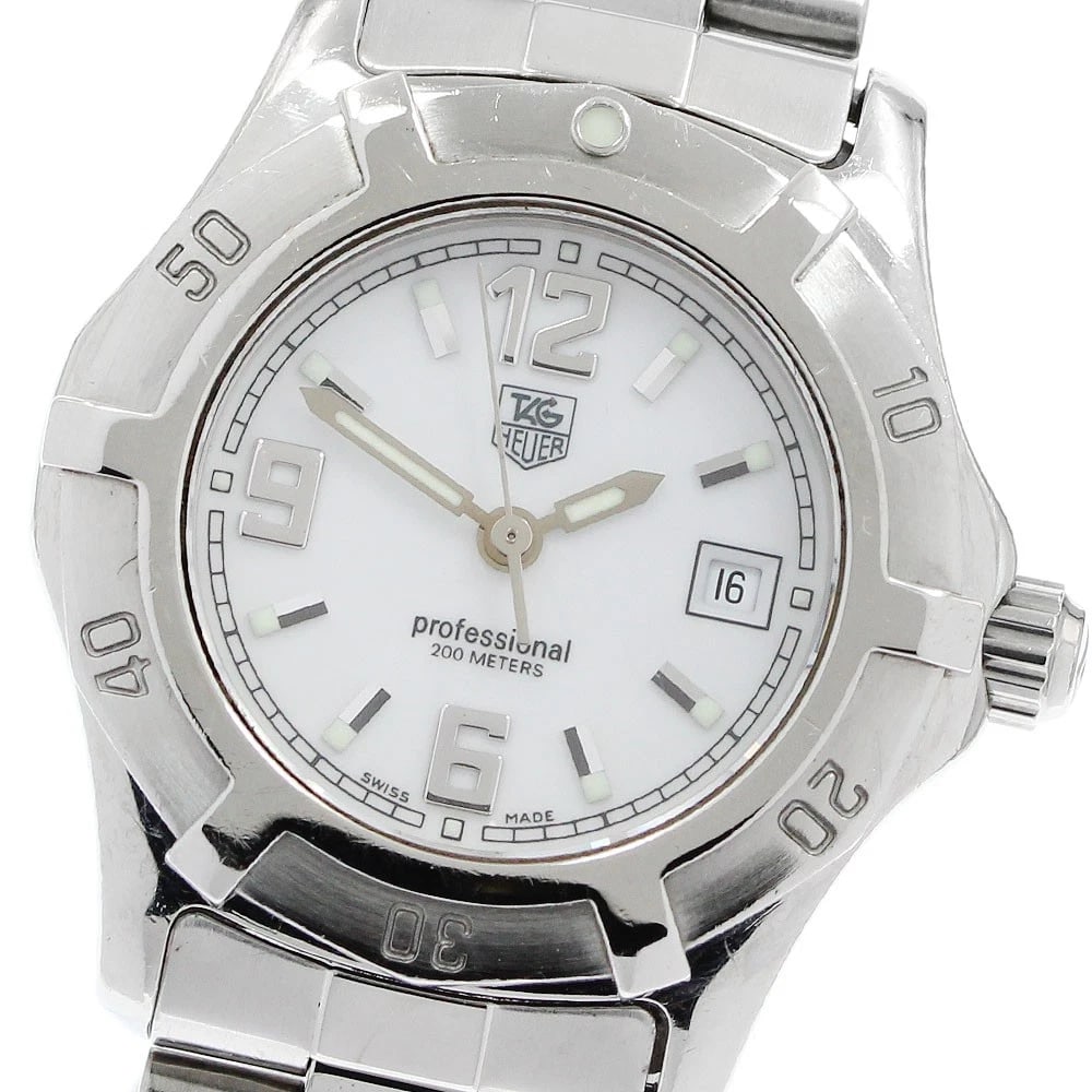TAG HEUER PROFESSIONAL DATE WHITE QUARTZ WATCH: TAG HEUER Professional Date white Quartz Watch Brand: TAG HEUER Type: Wristwatch Material: Band Material Stainless Steel, Case Material Stainless Steel Color: Band Color Silver, Dial Colorwhite, Case 