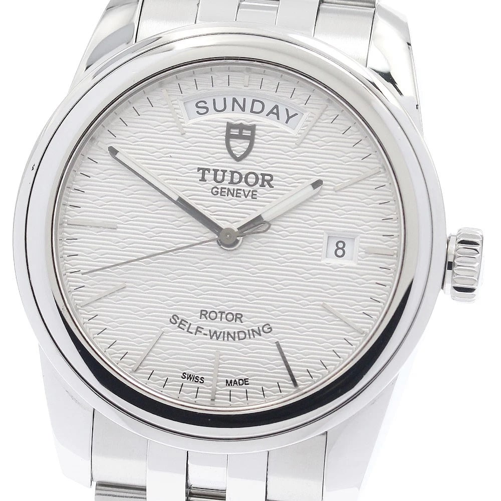 TUDOR GLAMOR DATE SILVER AUTOMATIC WATCH: TUDOR Glamor Date Silver Automatic Watch Brand: TUDOR Type: Wristwatch Material: Band Material Stainless Steel, Case Material Stainless Steel Color: Band Color Silver, Dial ColorSilver, Case ColorSilv