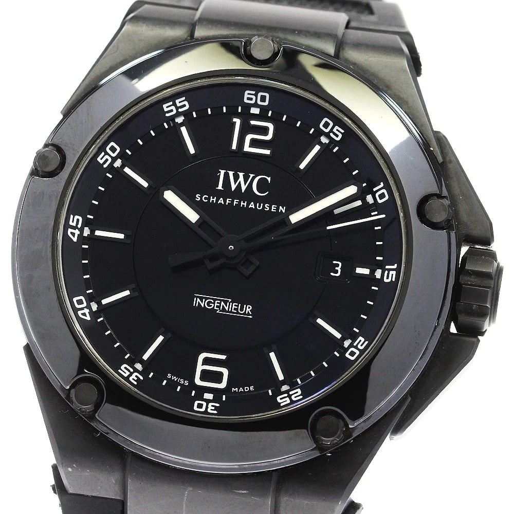 IWC INGENIEUR AUTOMATIC BLACK WATCH: IWC Ingenieur Automatic Black Watch Brand: IWC SCHAFFHAUSEN Type: Wristwatch Material: Band Material rubber, Case Material ceramic Color: Band Color black, Dial Colorblack, Case Colorblack Size: Case 