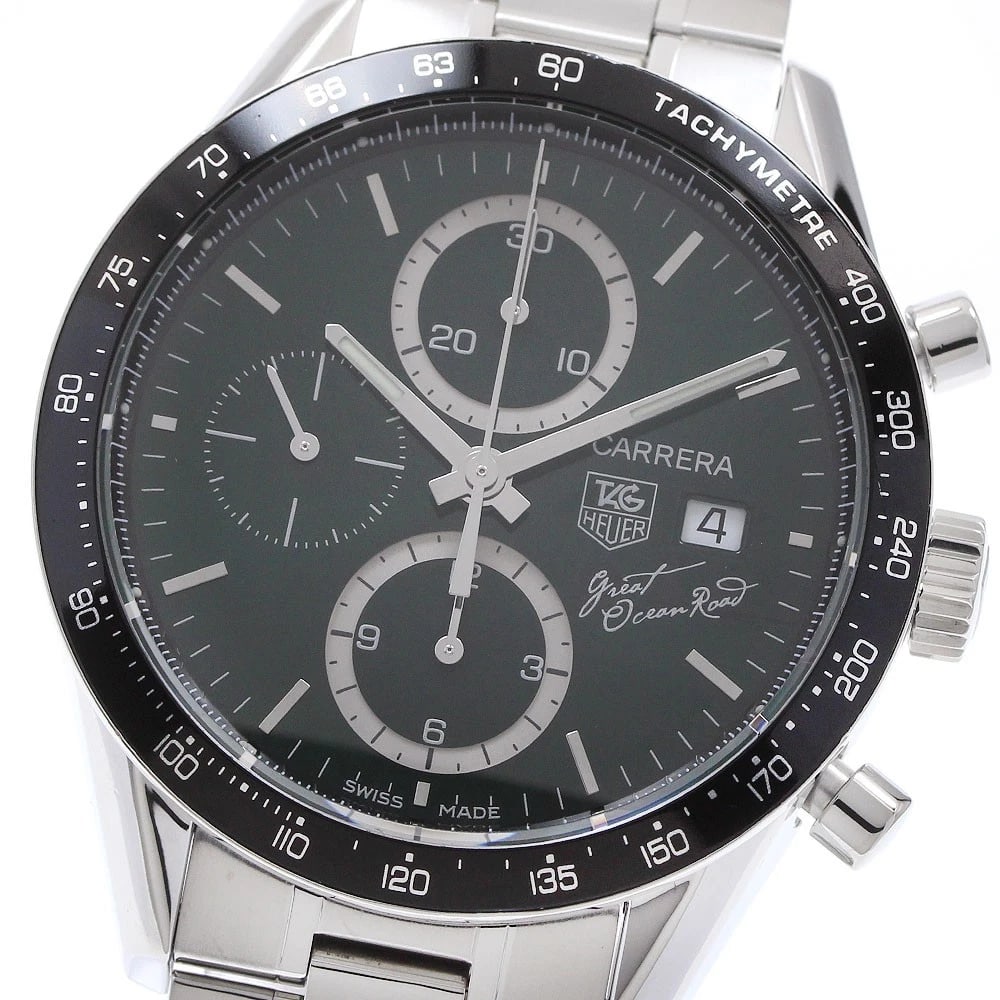 TAG HEUER CARRERA GREAT OCEAN AUTOMATIC: TAG HEUER Carrera Great Ocean Automatic Brand: TAG HEUER Type: Wristwatch Material: Band Material Stainless Steel, Case Material Stainless Steel Color: Band Color Silver, Dial Colorgreen, Case ColorSi
