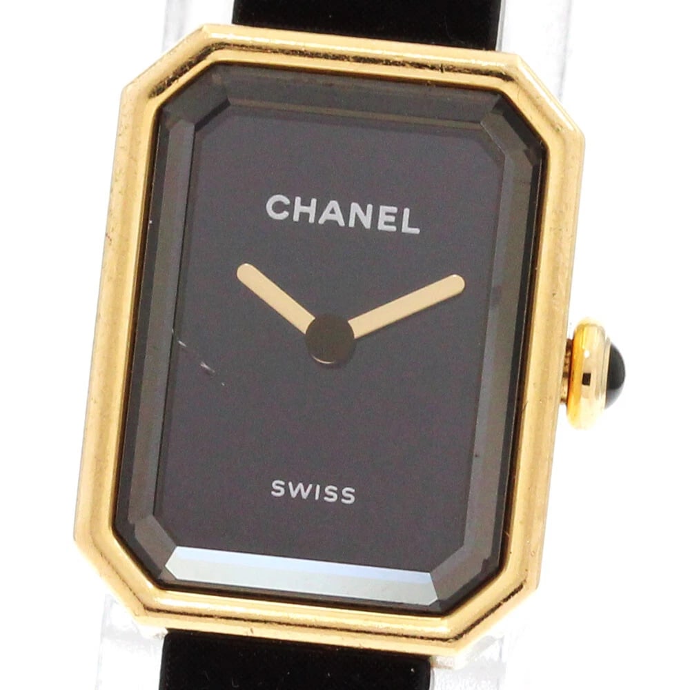 CHANEL PREMIERE VELVET BLACK QUARTZ WATCH: CHANEL Premiere Velvet black Quartz Watch Brand: CHANEL Type: Wristwatch Material: Band Material Rubber (velvet touch) / (K18YG buckle), Case Material K18YG / Titanium Color: Band Color black, Dial Co