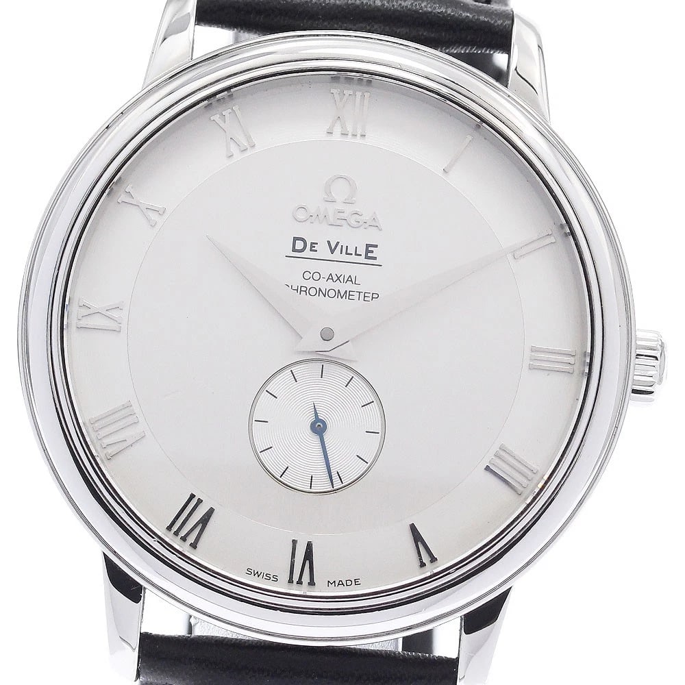 OMEGA DE VILLE PRESTIGE COAXIAL SILVER AUTOMATIC: OMEGA De Ville Prestige Coaxial Silver Automatic Brand: OMEGA Type: Wristwatch Material: Band Material leather, Case Material Stainless Steel Color: Band Color black, Dial ColorSilver, Case