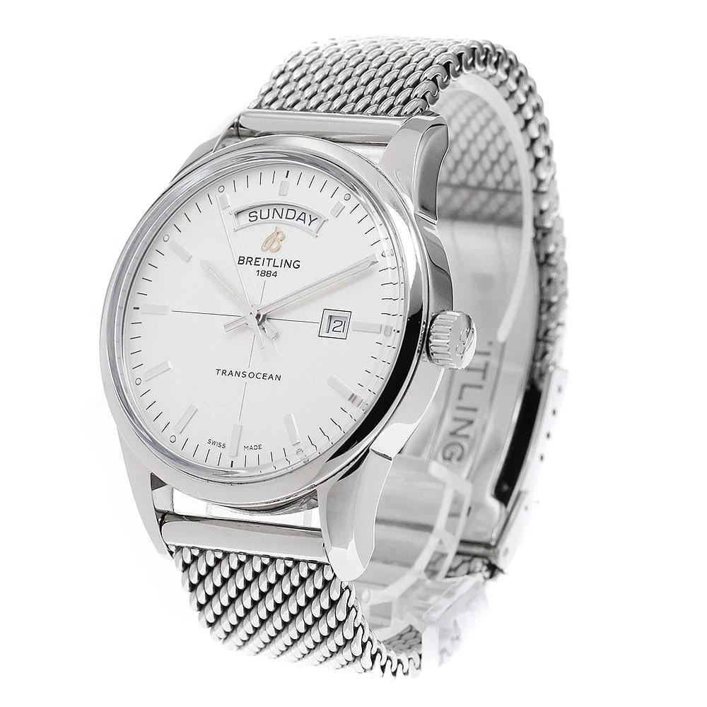 BREITLING TRANSOCEAN DATE SILVER AUTOMATIC WATCH - 2