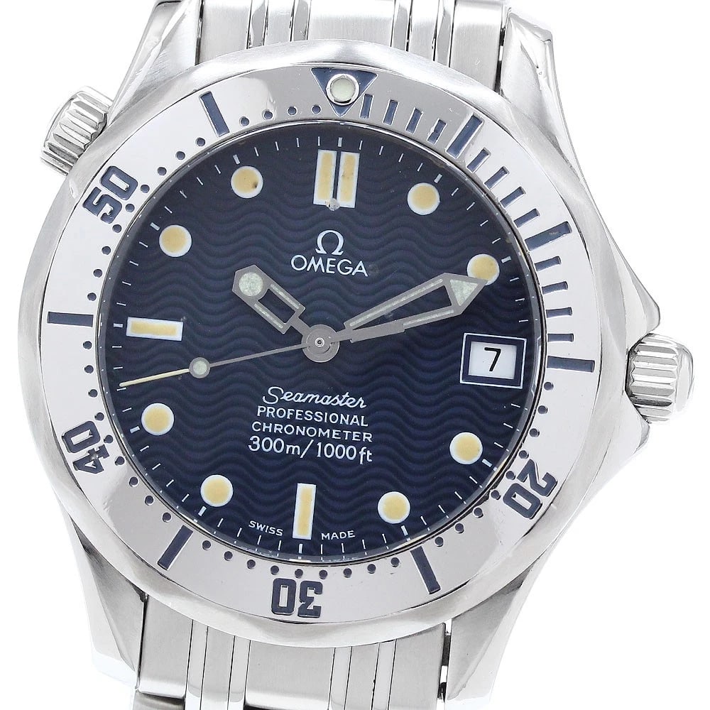 OMEGA SEAMASTER DIVER DATE NAVY AUTOMATIC WATCH: OMEGA Seamaster Diver Date Navy Automatic Watch Brand: OMEGA Type: Wristwatch Material: Band Material Stainless Steel, Case Material Stainless Steel Color: Band Color Silver, Dial ColorNavy, Case