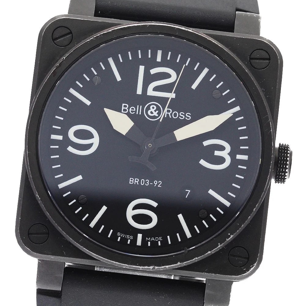 BELL?ROSS BLACK MATTE AUTOMATIC WATCH: Bell?Ross Black Matte Automatic Watch Brand: Bell?Ross Type: Wristwatch Material: Band Material rubber, Case Material ceramic Color: Band Color black, Dial Colorblack, Case Colorblack Size: Case Size 