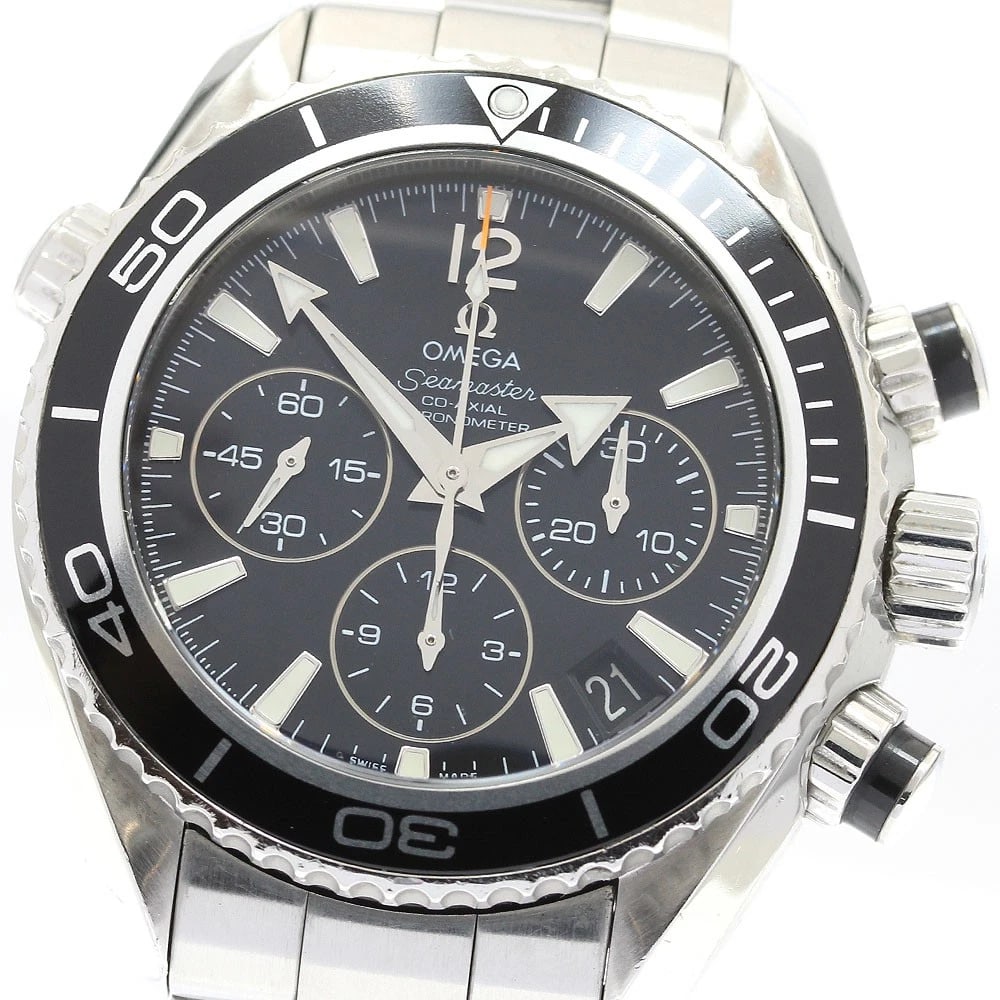 OMEGA SEAMASTER PLANET OCEAN WATCH: OMEGA Seamaster Planet Ocean Watch Brand: OMEGA Type: Wristwatch Material: Band Material Stainless Steel, Case Material Stainless Steel Color: Band Color Silver, Dial Colorblack, Case ColorSilver Size