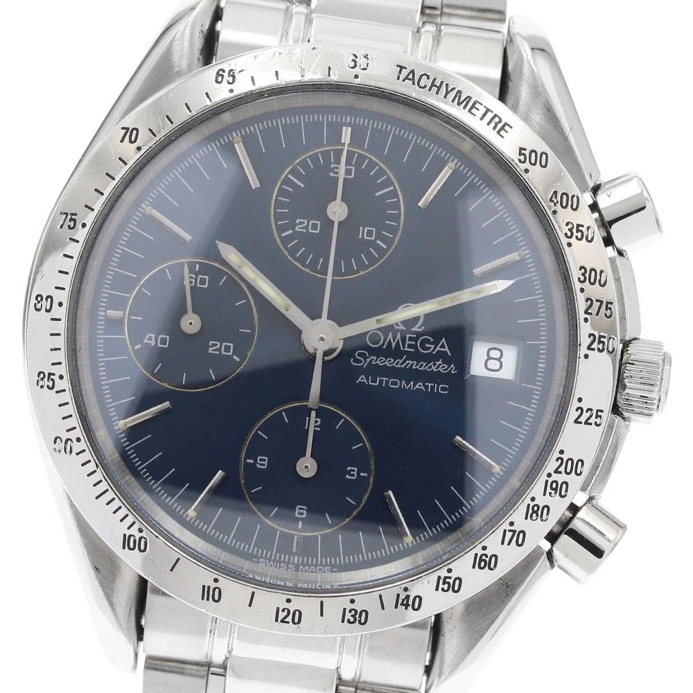OMEGA SPEEDMASTER DATE CHRONOGRAPH NAVY AUTO WATCH: OMEGA Speedmaster Date Chronograph Navy Auto Watch Brand: OMEGA Type: Wristwatch Material: Band Material Stainless Steel, Case Material Stainless Steel Color: Band Color Silver, Dial ColorNavy, Case C