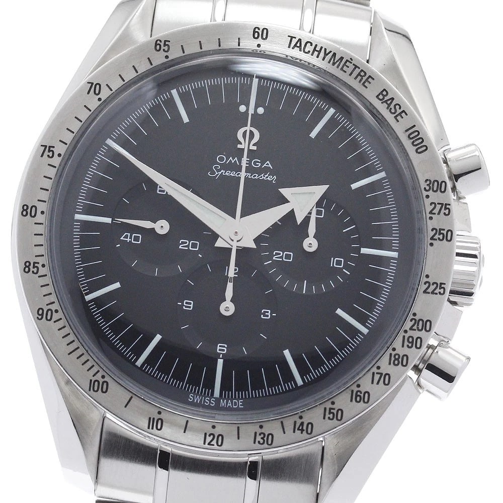 OMEGA SPEEDMASTER CHRONOGRAPH WATCH: OMEGA Speedmaster Chronograph watch Brand: OMEGA Type: Wristwatch Material: Band Material Stainless Steel, Case Material Stainless Steel Color: Band Color Silver, Dial Colorblack, Case ColorSilver