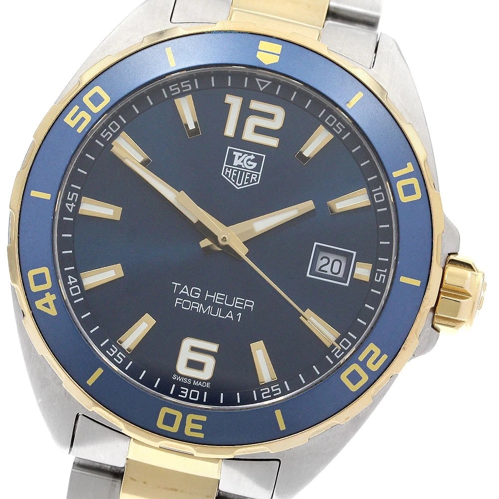 TAG HEUER DATE BLUE QUARTZ WATCH: TAG HEUER Date blue Quartz Watch Brand: TAG HEUER Type: Wristwatch Material: Band Material Stainless Steel/Gold Plated, Case Material Stainless Steel/Gold Plated Color: Band Color Silver / Gold, Dial