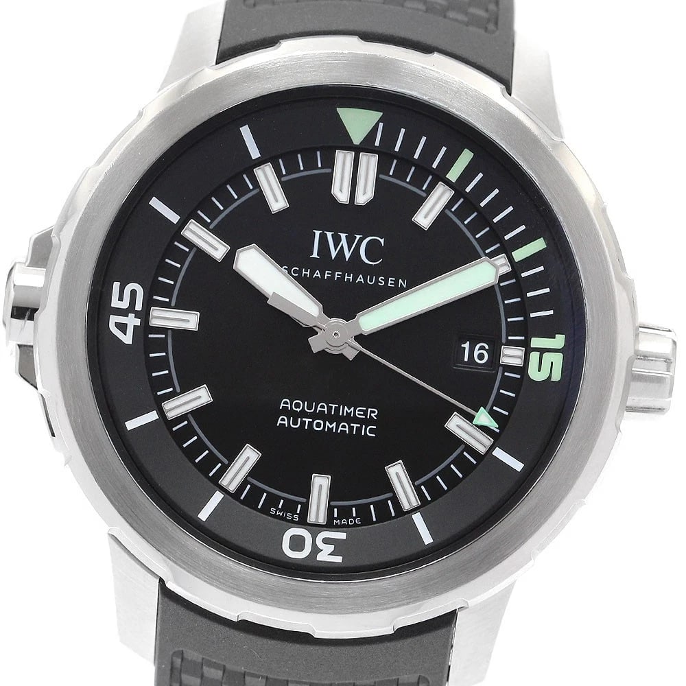 IWC SCHAFFHAUSEN AQUA TIMER DATE BLACK AUTOMATIC: IWC SCHAFFHAUSEN Aqua timer Date black Automatic Brand: IWC SCHAFFHAUSEN Type: Wristwatch Material: Band Material rubber, Case Material Stainless Steel Color: Band Color black, Dial Colorblack, Case C