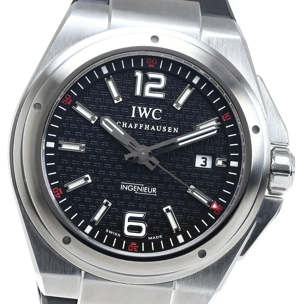IWC SCHAFFHAUSEN INGENIEUR DATE BLACK AUTOMATIC WATCH: IWC SCHAFFHAUSEN Ingenieur Date Black Automatic Watch Brand: IWC SCHAFFHAUSEN Type: Wristwatch Material: Band Material rubber, Case Material Stainless Steel Color: Band Color black, Dial Colorblack, C