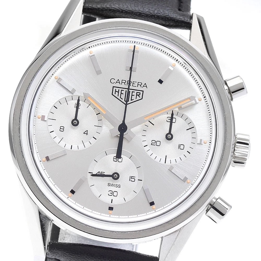 TAG HEUER CARRERA AUTOMATIC WATCH: TAG HEUER Carrera Automatic Watch Brand: TAG HEUER Type: Wristwatch Material: Band Material leather, Case Material Stainless Steel Color: Band Color black, Dial ColorSilver, Case ColorSilver Size: Cas