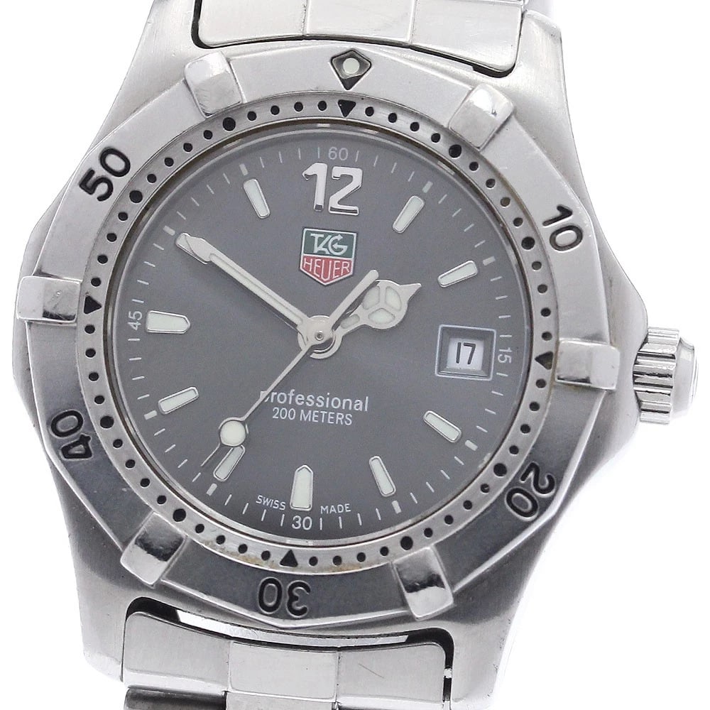 TAG HEUER PROFESSIONAL DATE GRAY QUARTZ WATCH: TAG HEUER Professional date gray Quartz Watch Brand: TAG HEUER Type: Wristwatch Material: Band Material Stainless Steel, Case Material Stainless Steel Color: Band Color Silver, Dial Colorgray, Case Co