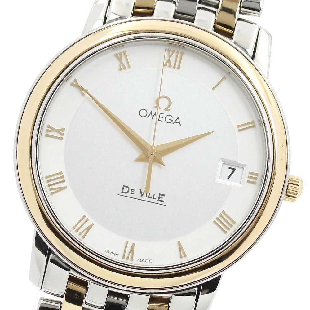 OMEGA DE VILLE PRESTIGE YG SILVER QUARTZ WATCH: OMEGA De Ville Prestige YG Silver Quartz Watch Brand: OMEGA Type: Wristwatch Material: Band Material Stainless Steel/YG, Case Material Stainless Steel/YG Color: Band Color Silver / Gold, Dial ColorSil