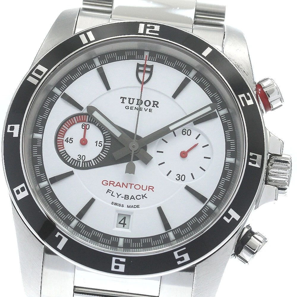 TUDOR GRAND TOUR CHRONO DATE WHITE AUTOMATIC: TUDOR Grand Tour Chrono Date white Automatic Brand: TUDOR Type: Wristwatch Material: Band Material Stainless Steel, Case Material Stainless Steel Color: Band Color Silver, Dial Colorwhite, Case ColorS