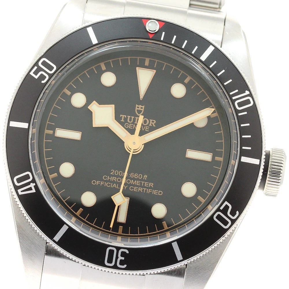 TUDOR HERITAGE BLACK AUTOMATIC WATCH: TUDOR Heritage Black Automatic Watch Brand: TUDOR Type: Wristwatch Material: Band Material Stainless Steel, Case Material Stainless Steel Color: Band Color Silver, Dial Colorblack, Case ColorSilver Si
