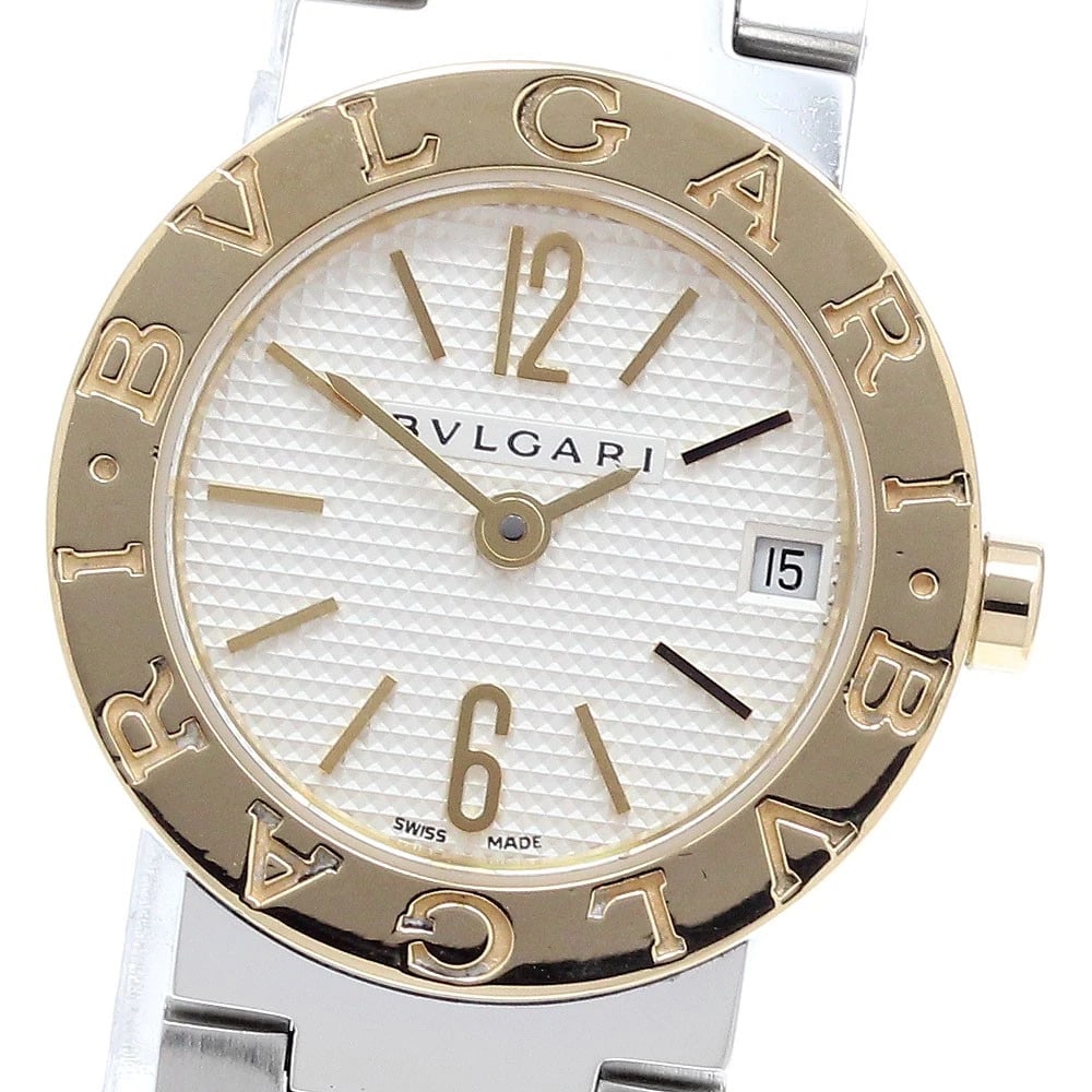 BVLGARI DATE SILVER QUARTZ WATCH: BVLGARI Date Silver Quartz Watch Brand: BVLGARI Type: Wristwatch Material: Band Material K18YG/Stainless Steel, Case Material K18YG/Stainless Steel Color: Band Color Gold / Silver, Dial ColorSilver, C